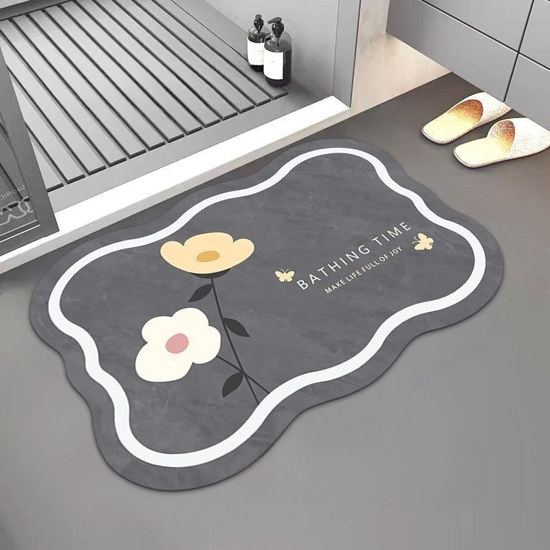 Bamboo Bath Mat - แผ่นรองพื้นห้องน้ำดูดซับน้ำแบบนอร์ดิก ทำจากดินไดอะตอมเมซ แห้งเร็ว กันลื่น ใช้ได้ทั้งห้องครัว ห้องน้ำ