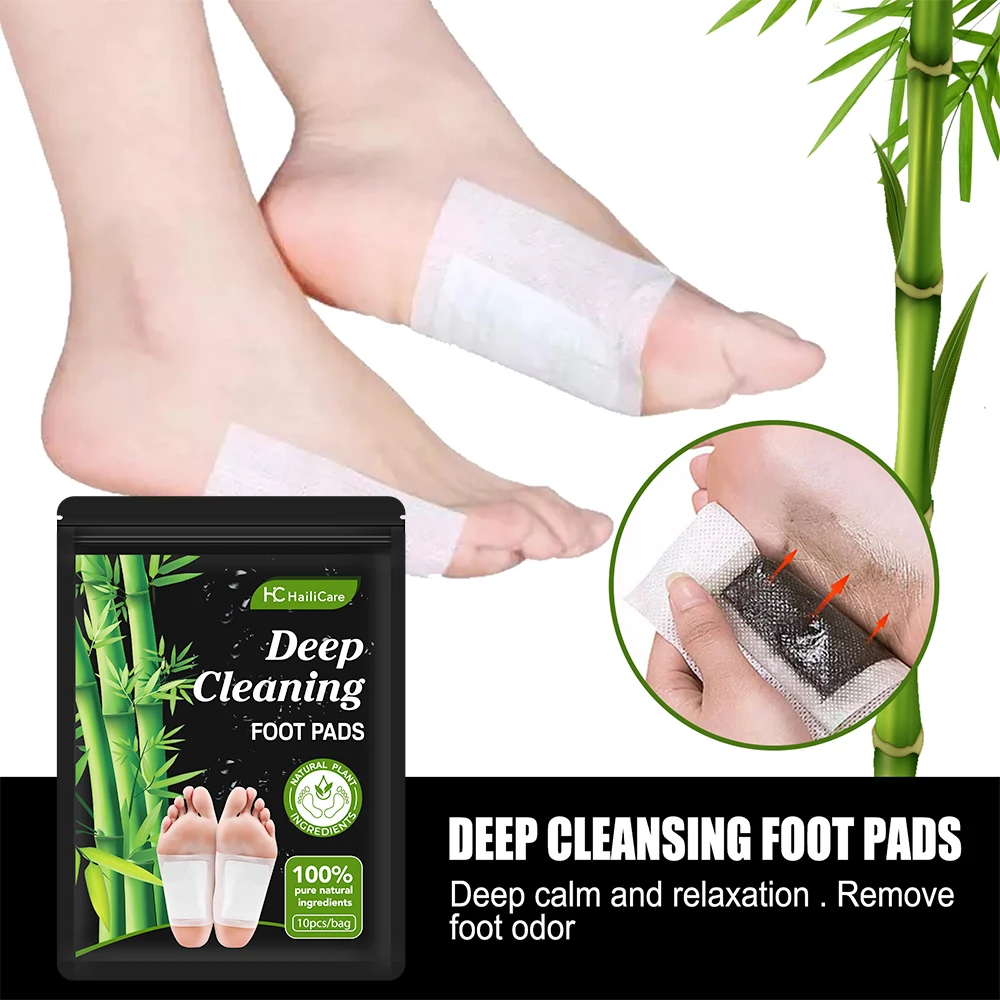 Detox Foot Patch - 10 ชิ้น/ถุงแผ่นแปะเท้าดีท็อกซ์ วอร์มวูด ถ่านไม้ไผ่ ช่วยให้นอนหลับได้ดีขึ้น บรรเทาความเหนื่อยล้า