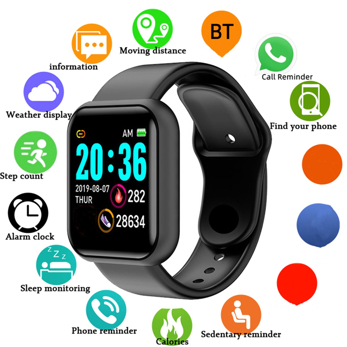 ผู้ชายนาฬิกาสมาร์ทหน้าจอสีบลูท - Health Wellness Bracelet บทวิจารณ์และราคา