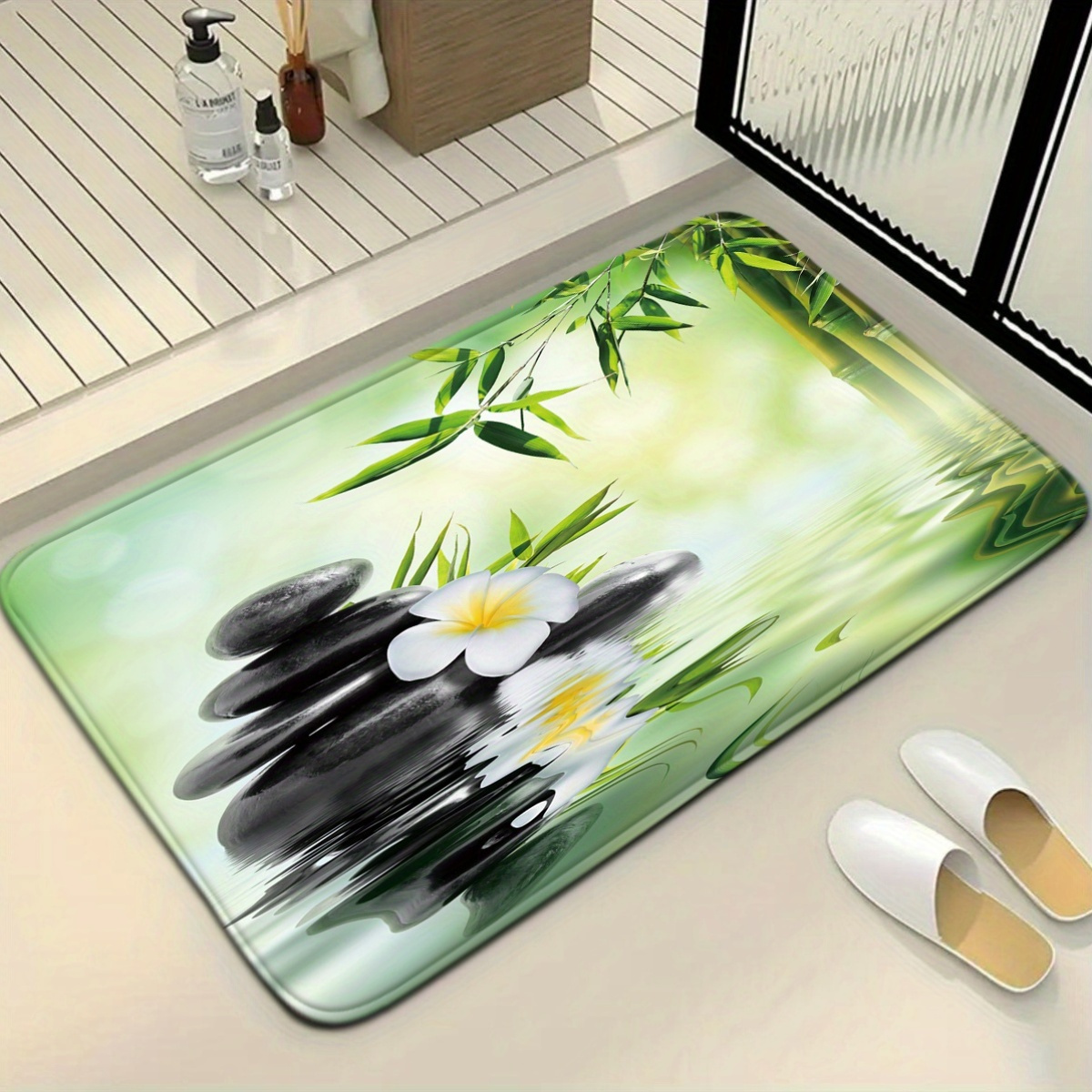 ชุดที่นั่งชักโครกและพรมน้ําไม้ - Bamboo Bath Mat บทวิจารณ์และราคา