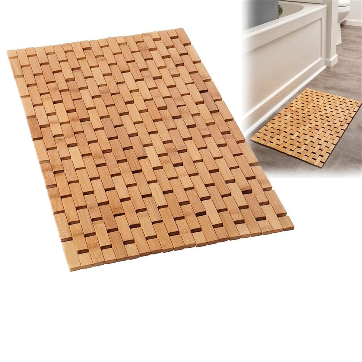 แผ่นรองอาบน้ำไม้ไผ่ NOCM - แผ่ - Bamboo Bath Mat บทวิจารณ์และราคา