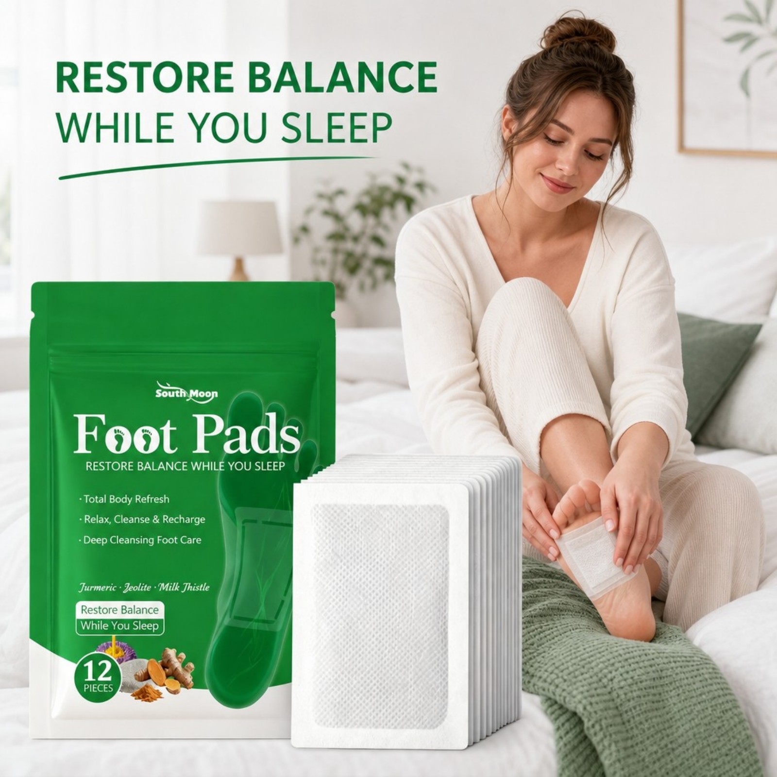 แผ่นแปะดูแลเท้าขมิ้น 12/36/60/ - Detox Foot Patch บทวิจารณ์และราคา
